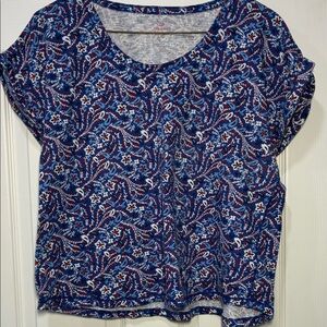 Talbots Blue and Red Paisley Short Sleeve Tee